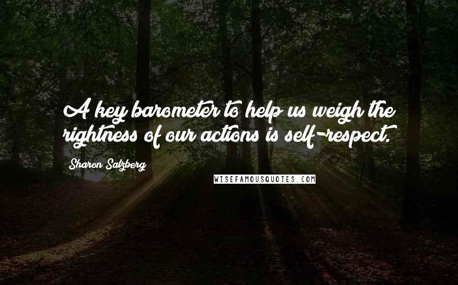 Sharon Salzberg Quotes: A key barometer to help us weigh the rightness of our actions is self-respect.