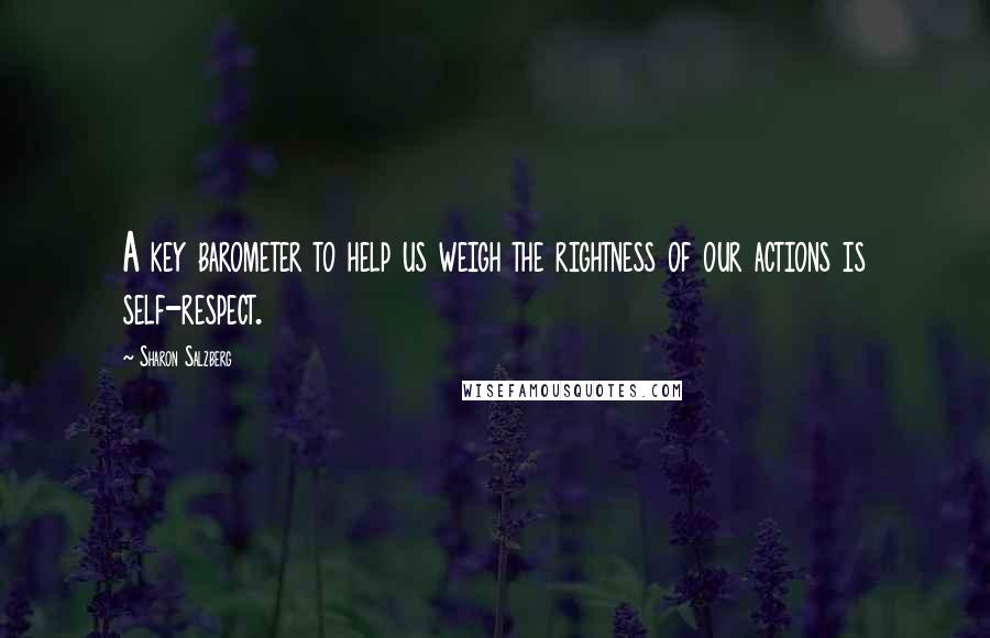 Sharon Salzberg Quotes: A key barometer to help us weigh the rightness of our actions is self-respect.