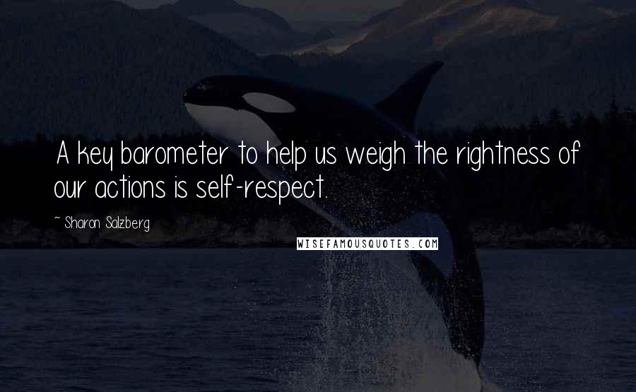 Sharon Salzberg Quotes: A key barometer to help us weigh the rightness of our actions is self-respect.