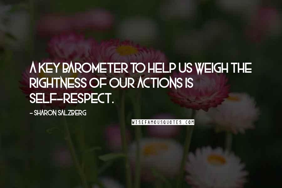 Sharon Salzberg Quotes: A key barometer to help us weigh the rightness of our actions is self-respect.