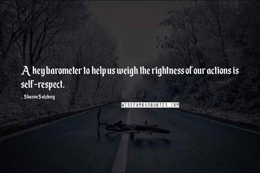 Sharon Salzberg Quotes: A key barometer to help us weigh the rightness of our actions is self-respect.