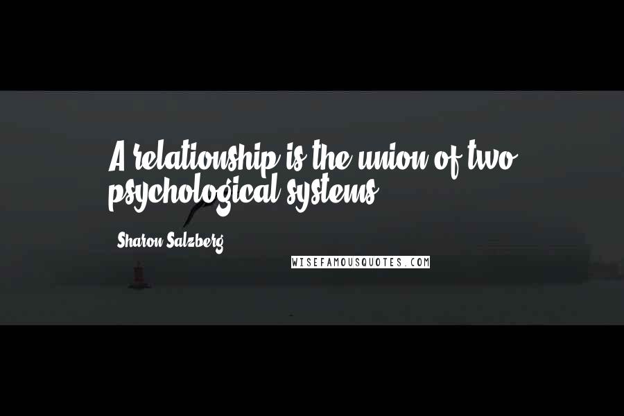 Sharon Salzberg Quotes: A relationship is the union of two psychological systems.