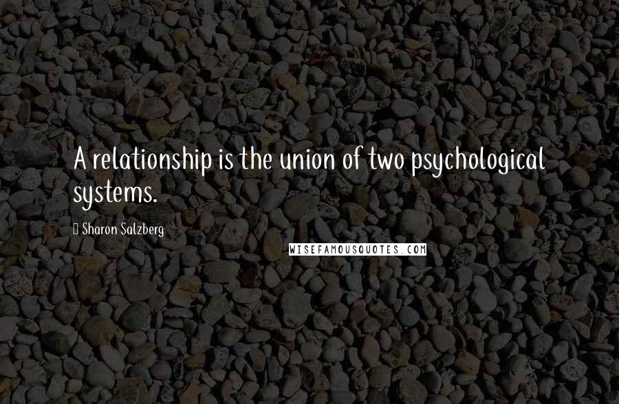 Sharon Salzberg Quotes: A relationship is the union of two psychological systems.