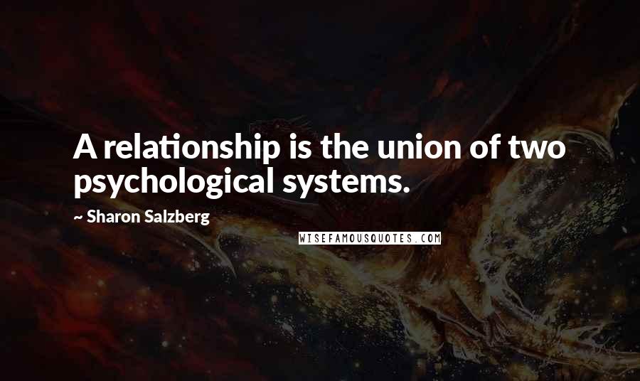 Sharon Salzberg Quotes: A relationship is the union of two psychological systems.