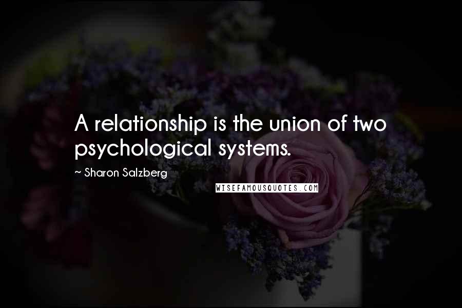 Sharon Salzberg Quotes: A relationship is the union of two psychological systems.