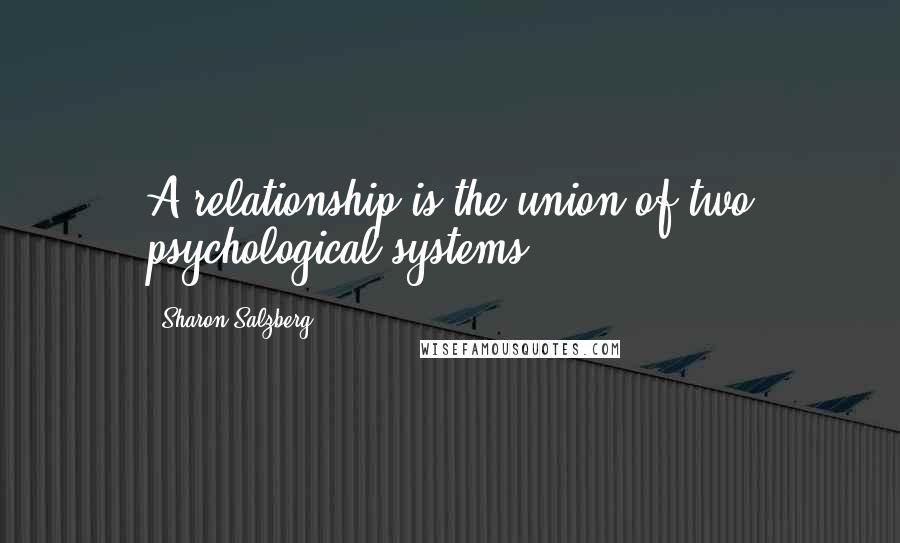 Sharon Salzberg Quotes: A relationship is the union of two psychological systems.