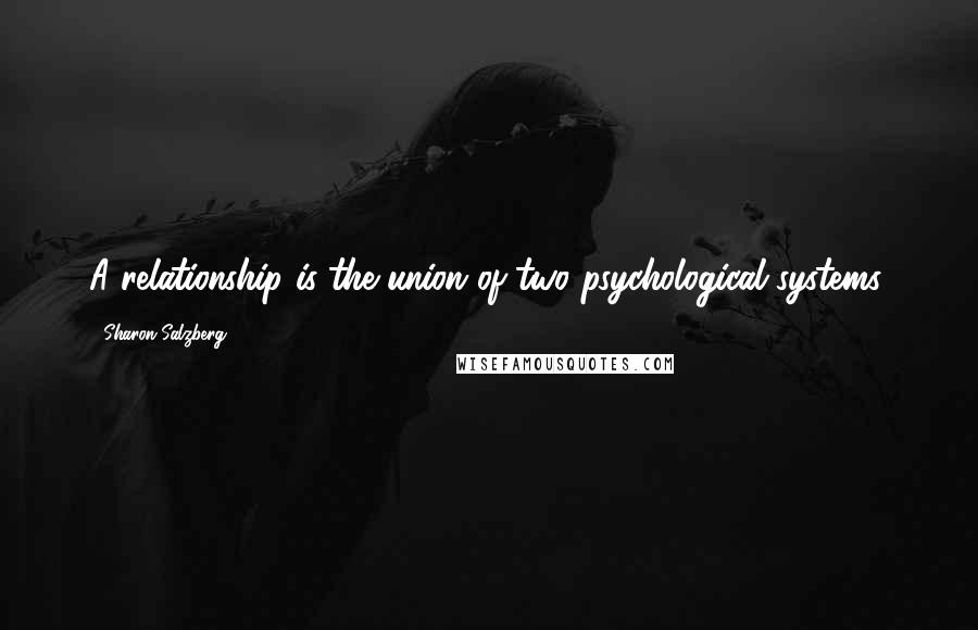 Sharon Salzberg Quotes: A relationship is the union of two psychological systems.
