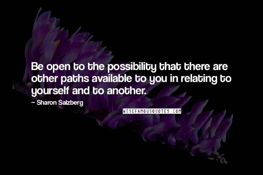 Sharon Salzberg Quotes: Be open to the possibility that there are other paths available to you in relating to yourself and to another.