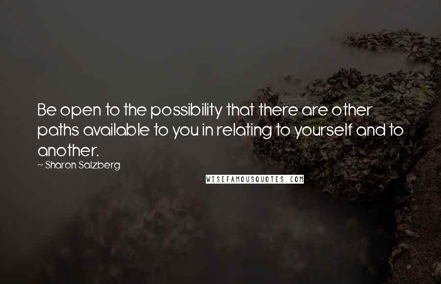 Sharon Salzberg Quotes: Be open to the possibility that there are other paths available to you in relating to yourself and to another.