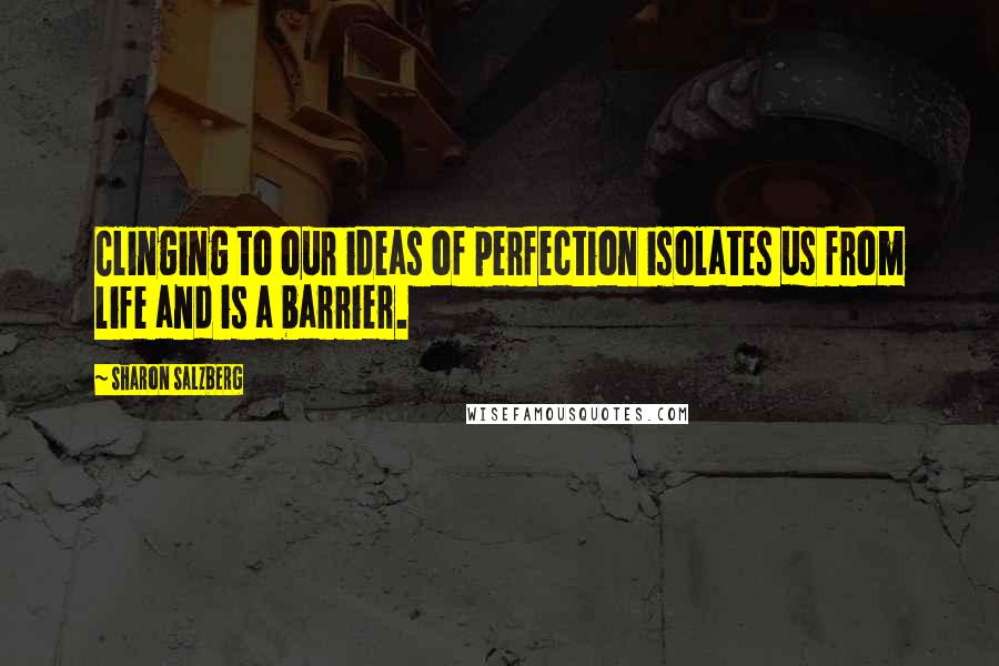 Sharon Salzberg Quotes: Clinging to our ideas of perfection isolates us from life and is a barrier.