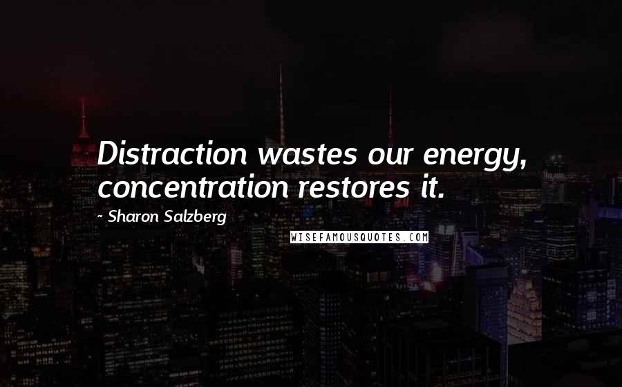 Sharon Salzberg Quotes: Distraction wastes our energy, concentration restores it.