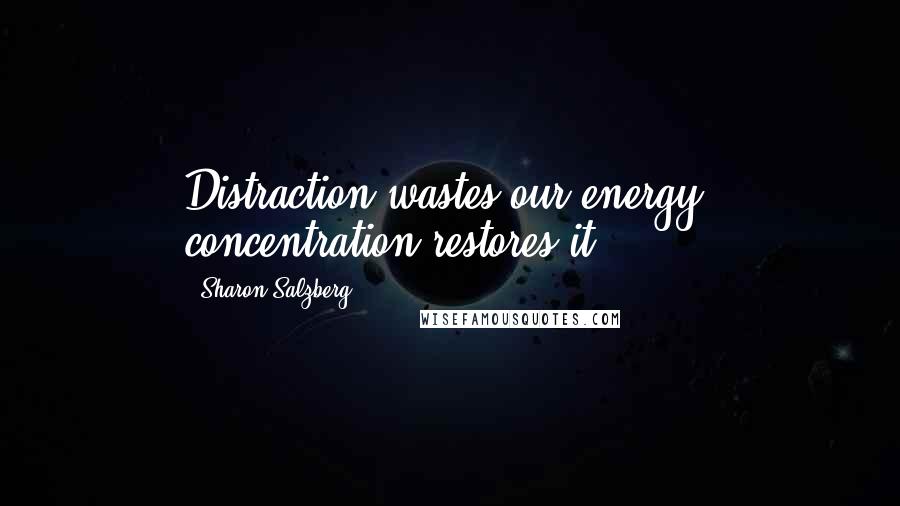 Sharon Salzberg Quotes: Distraction wastes our energy, concentration restores it.