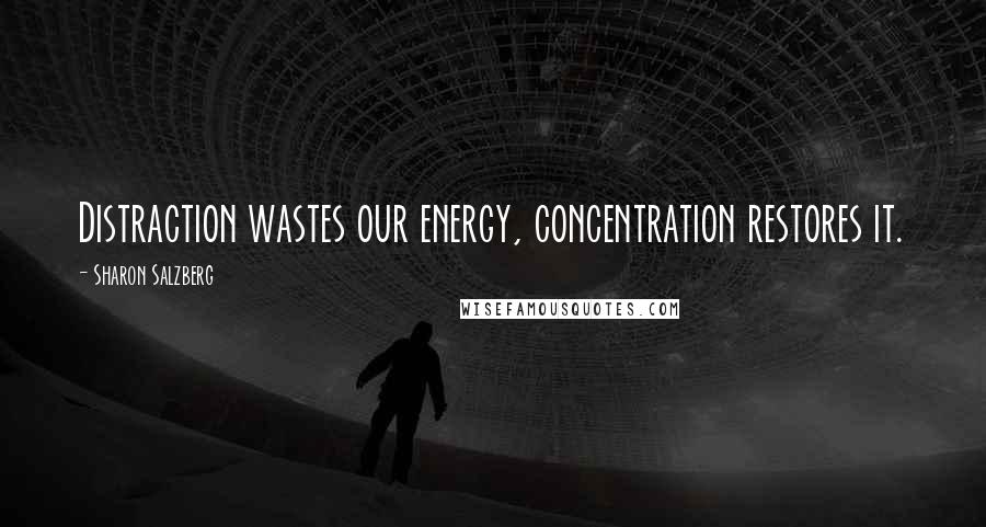 Sharon Salzberg Quotes: Distraction wastes our energy, concentration restores it.