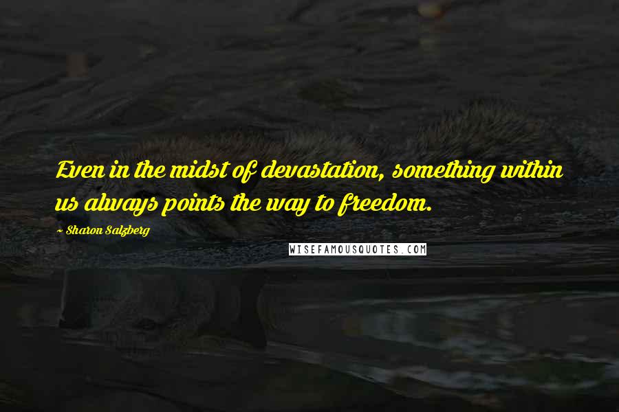 Sharon Salzberg Quotes: Even in the midst of devastation, something within us always points the way to freedom.