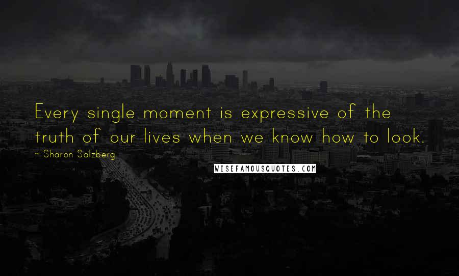 Sharon Salzberg Quotes: Every single moment is expressive of the truth of our lives when we know how to look.