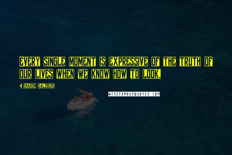 Sharon Salzberg Quotes: Every single moment is expressive of the truth of our lives when we know how to look.