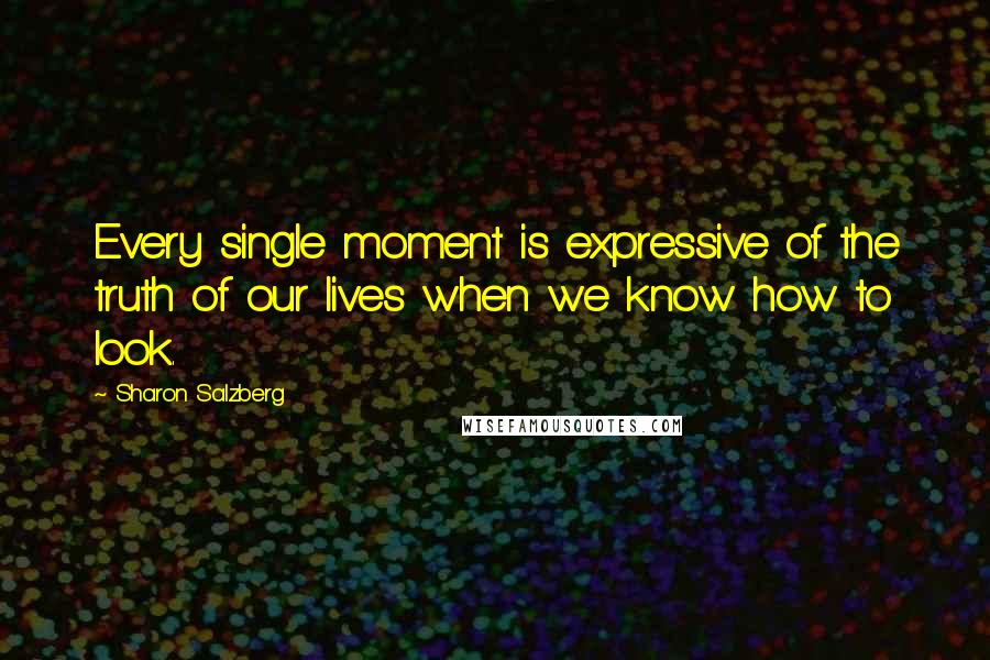 Sharon Salzberg Quotes: Every single moment is expressive of the truth of our lives when we know how to look.