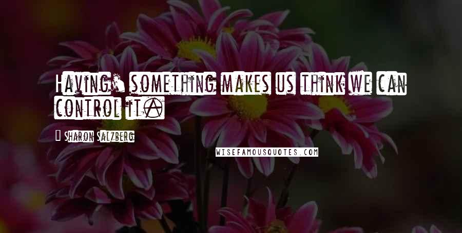 Sharon Salzberg Quotes: Having' something makes us think we can control it.