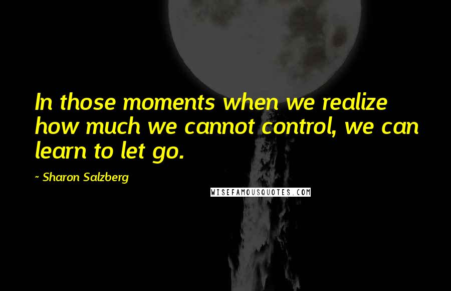 Sharon Salzberg Quotes: In those moments when we realize how much we cannot control, we can learn to let go.