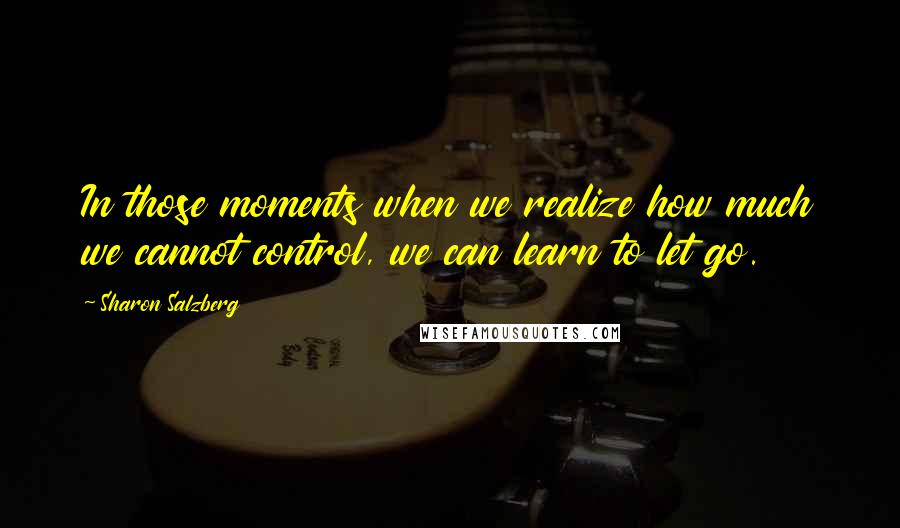 Sharon Salzberg Quotes: In those moments when we realize how much we cannot control, we can learn to let go.