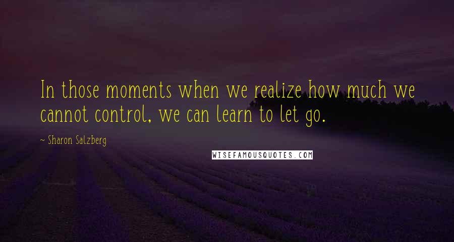 Sharon Salzberg Quotes: In those moments when we realize how much we cannot control, we can learn to let go.