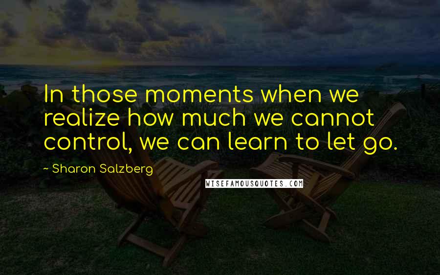 Sharon Salzberg Quotes: In those moments when we realize how much we cannot control, we can learn to let go.