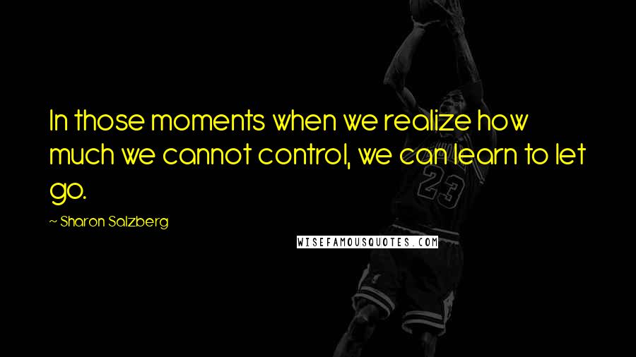 Sharon Salzberg Quotes: In those moments when we realize how much we cannot control, we can learn to let go.