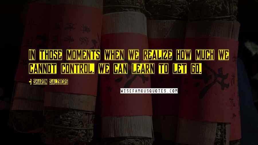 Sharon Salzberg Quotes: In those moments when we realize how much we cannot control, we can learn to let go.