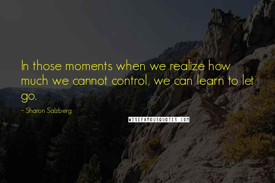 Sharon Salzberg Quotes: In those moments when we realize how much we cannot control, we can learn to let go.