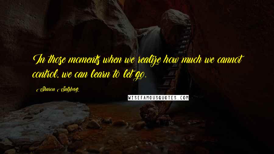 Sharon Salzberg Quotes: In those moments when we realize how much we cannot control, we can learn to let go.