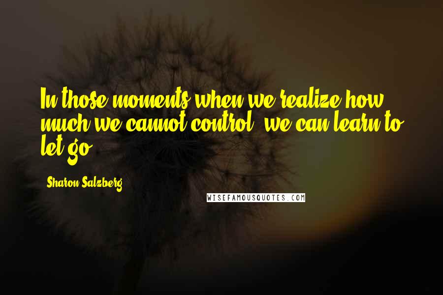 Sharon Salzberg Quotes: In those moments when we realize how much we cannot control, we can learn to let go.