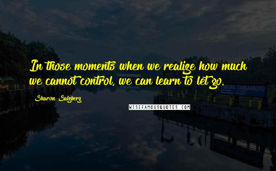 Sharon Salzberg Quotes: In those moments when we realize how much we cannot control, we can learn to let go.