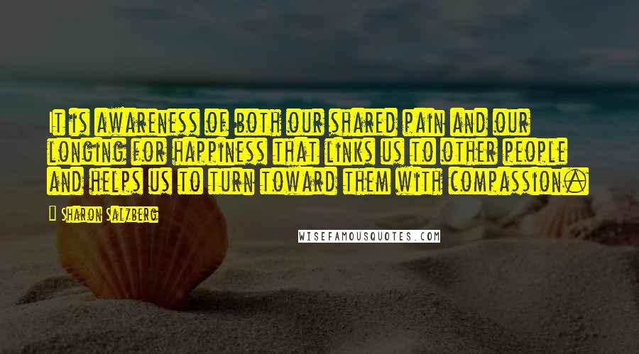 Sharon Salzberg Quotes: It is awareness of both our shared pain and our longing for happiness that links us to other people and helps us to turn toward them with compassion.