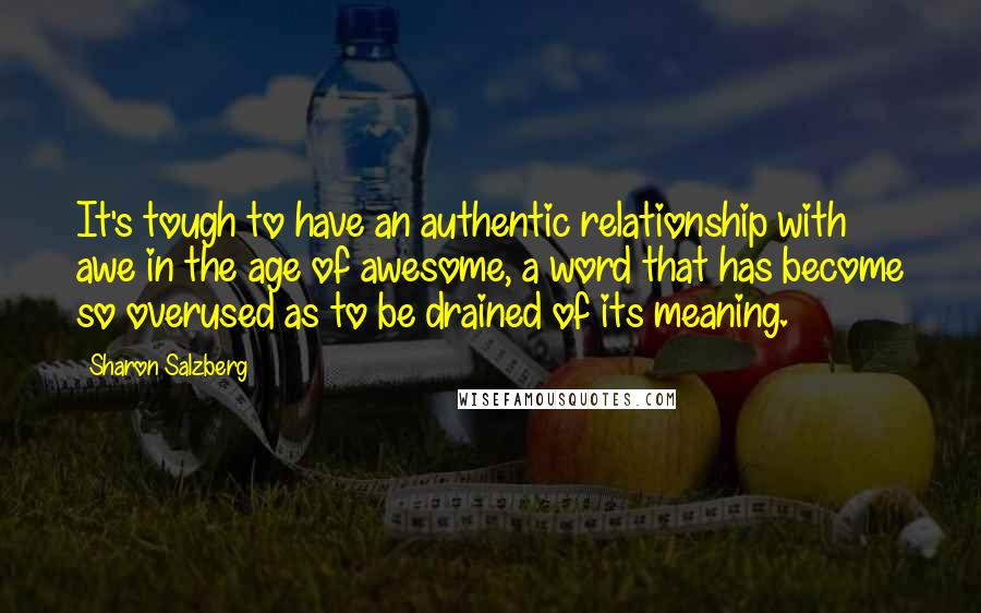 Sharon Salzberg Quotes: It's tough to have an authentic relationship with awe in the age of awesome, a word that has become so overused as to be drained of its meaning.