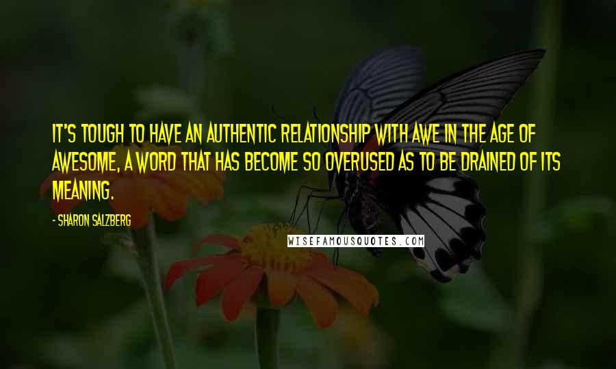 Sharon Salzberg Quotes: It's tough to have an authentic relationship with awe in the age of awesome, a word that has become so overused as to be drained of its meaning.