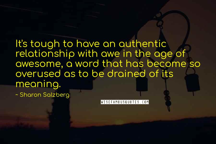 Sharon Salzberg Quotes: It's tough to have an authentic relationship with awe in the age of awesome, a word that has become so overused as to be drained of its meaning.