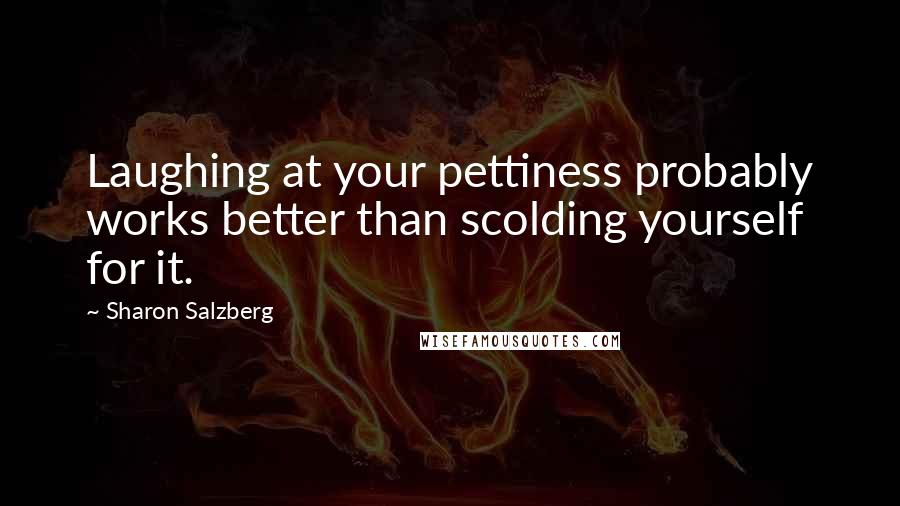 Sharon Salzberg Quotes: Laughing at your pettiness probably works better than scolding yourself for it.