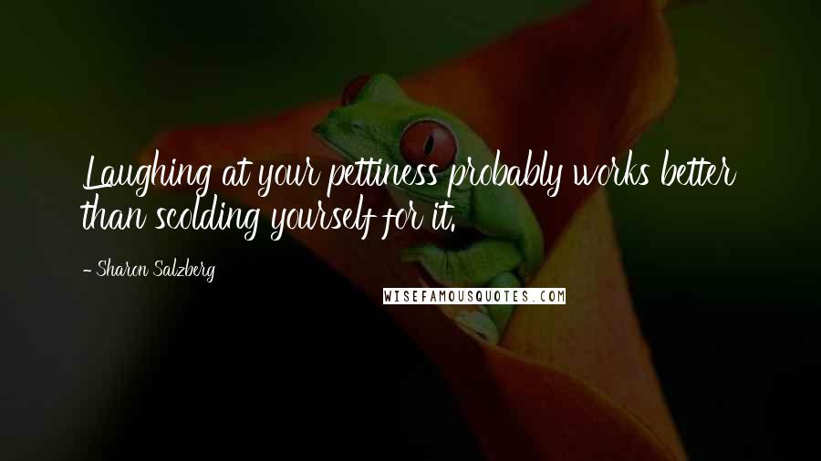 Sharon Salzberg Quotes: Laughing at your pettiness probably works better than scolding yourself for it.