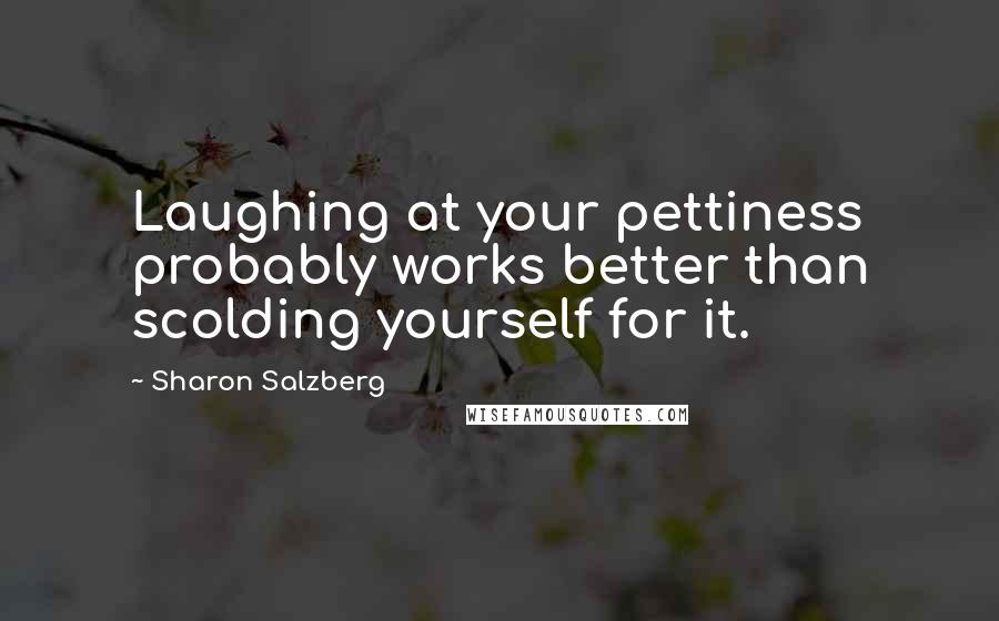 Sharon Salzberg Quotes: Laughing at your pettiness probably works better than scolding yourself for it.