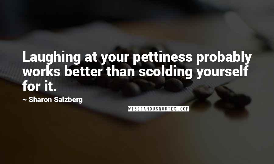 Sharon Salzberg Quotes: Laughing at your pettiness probably works better than scolding yourself for it.