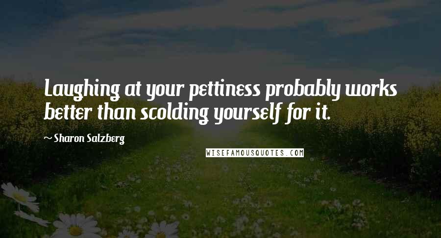 Sharon Salzberg Quotes: Laughing at your pettiness probably works better than scolding yourself for it.
