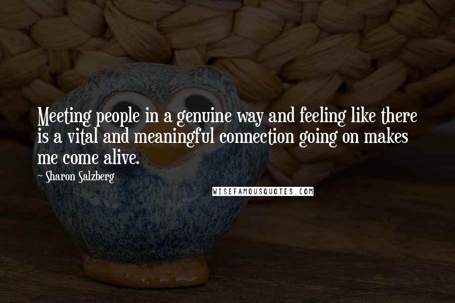 Sharon Salzberg Quotes: Meeting people in a genuine way and feeling like there is a vital and meaningful connection going on makes me come alive.