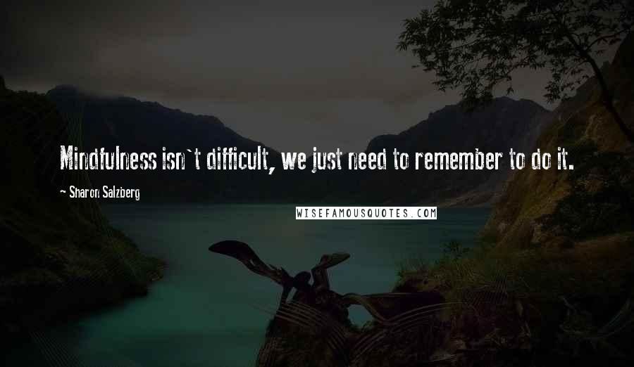 Sharon Salzberg Quotes: Mindfulness isn't difficult, we just need to remember to do it.