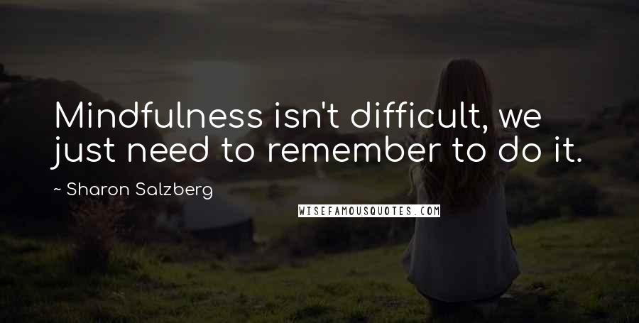 Sharon Salzberg Quotes: Mindfulness isn't difficult, we just need to remember to do it.