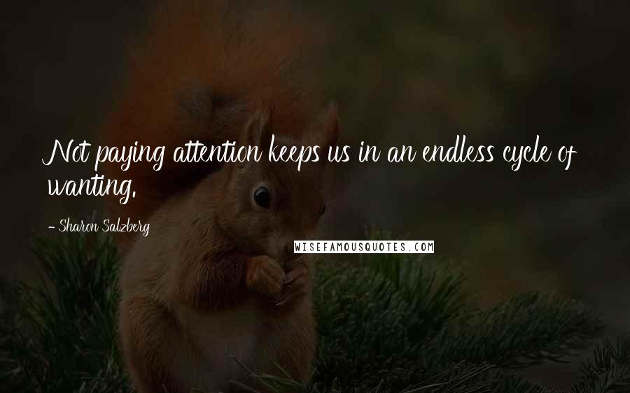 Sharon Salzberg Quotes: Not paying attention keeps us in an endless cycle of wanting.