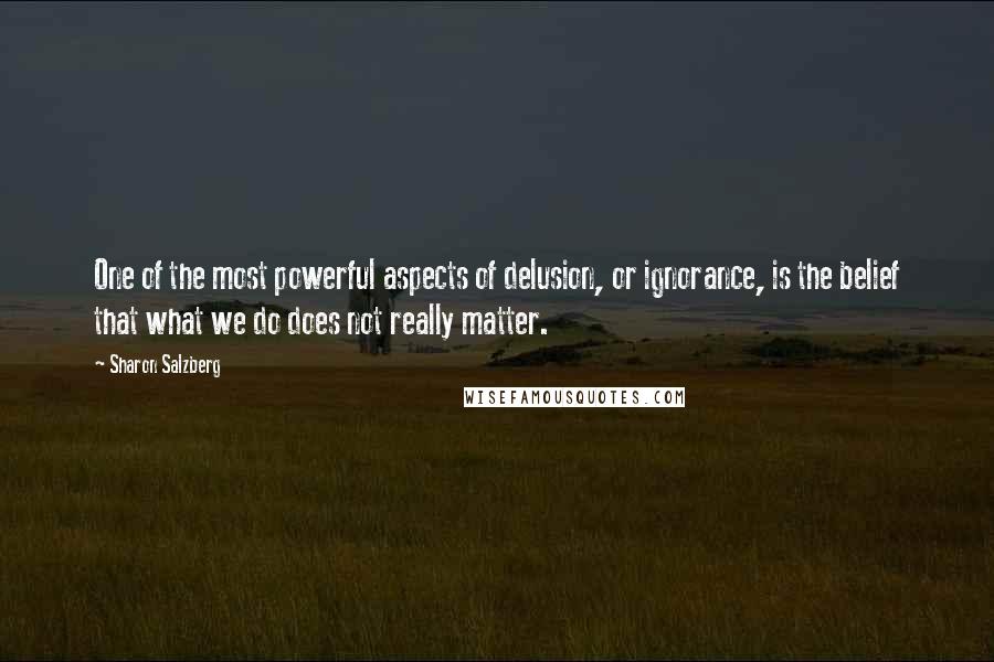Sharon Salzberg Quotes: One of the most powerful aspects of delusion, or ignorance, is the belief that what we do does not really matter.