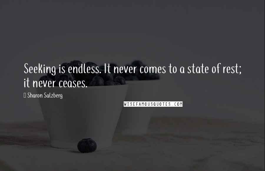 Sharon Salzberg Quotes: Seeking is endless. It never comes to a state of rest; it never ceases.