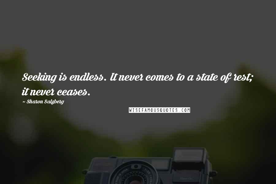 Sharon Salzberg Quotes: Seeking is endless. It never comes to a state of rest; it never ceases.