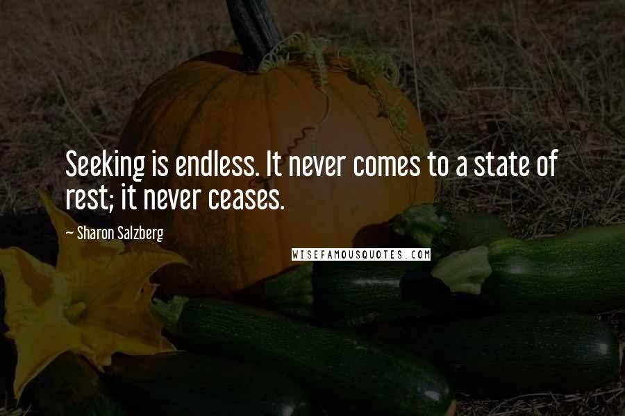 Sharon Salzberg Quotes: Seeking is endless. It never comes to a state of rest; it never ceases.