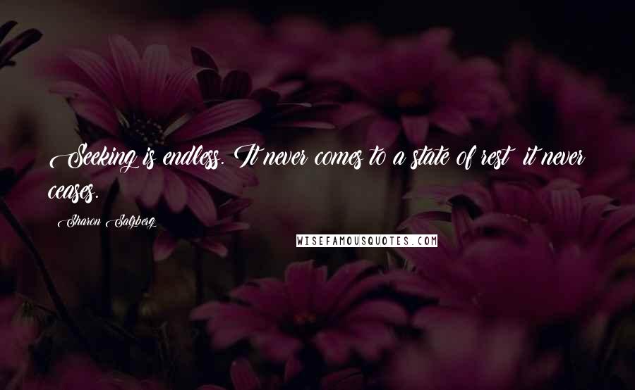 Sharon Salzberg Quotes: Seeking is endless. It never comes to a state of rest; it never ceases.